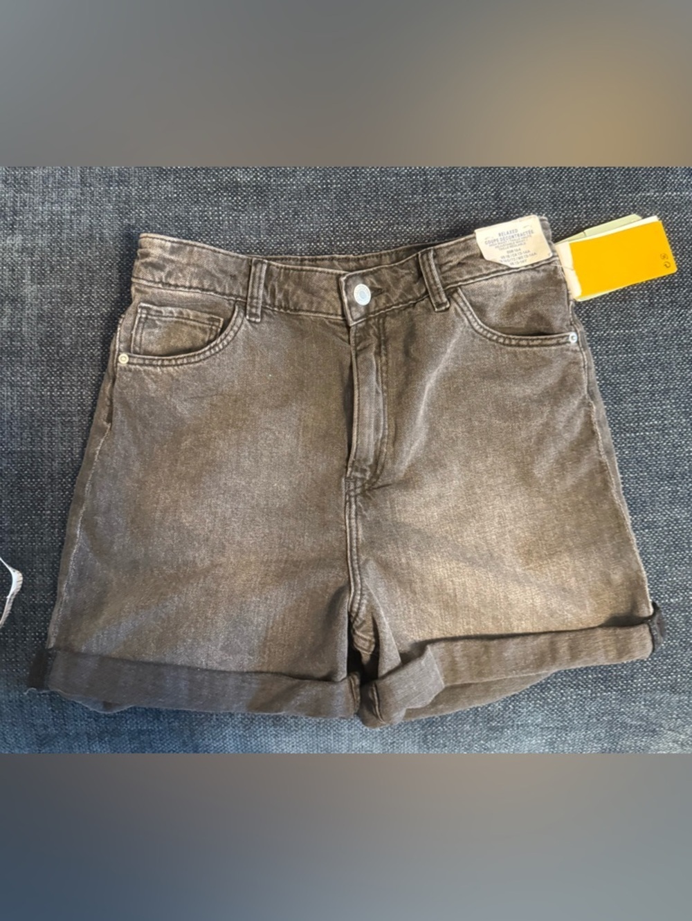 H&M Women’s High-Waist Rolled-Hem Shorts in Dark Brown